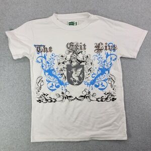 Exit Shirt Mens One Size White Dragon Crest Rhinestone Graphic Tee Made Mexico